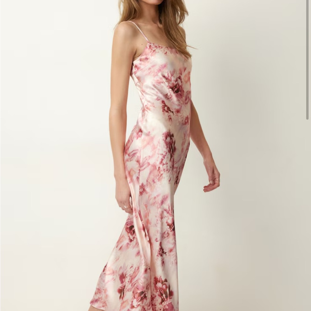 Dynamite Blush Pink Floral Satin Slip Maxi Dress